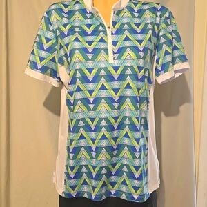 Lillie Green Mock Neck Retro Golf/ Tennis Shirt.